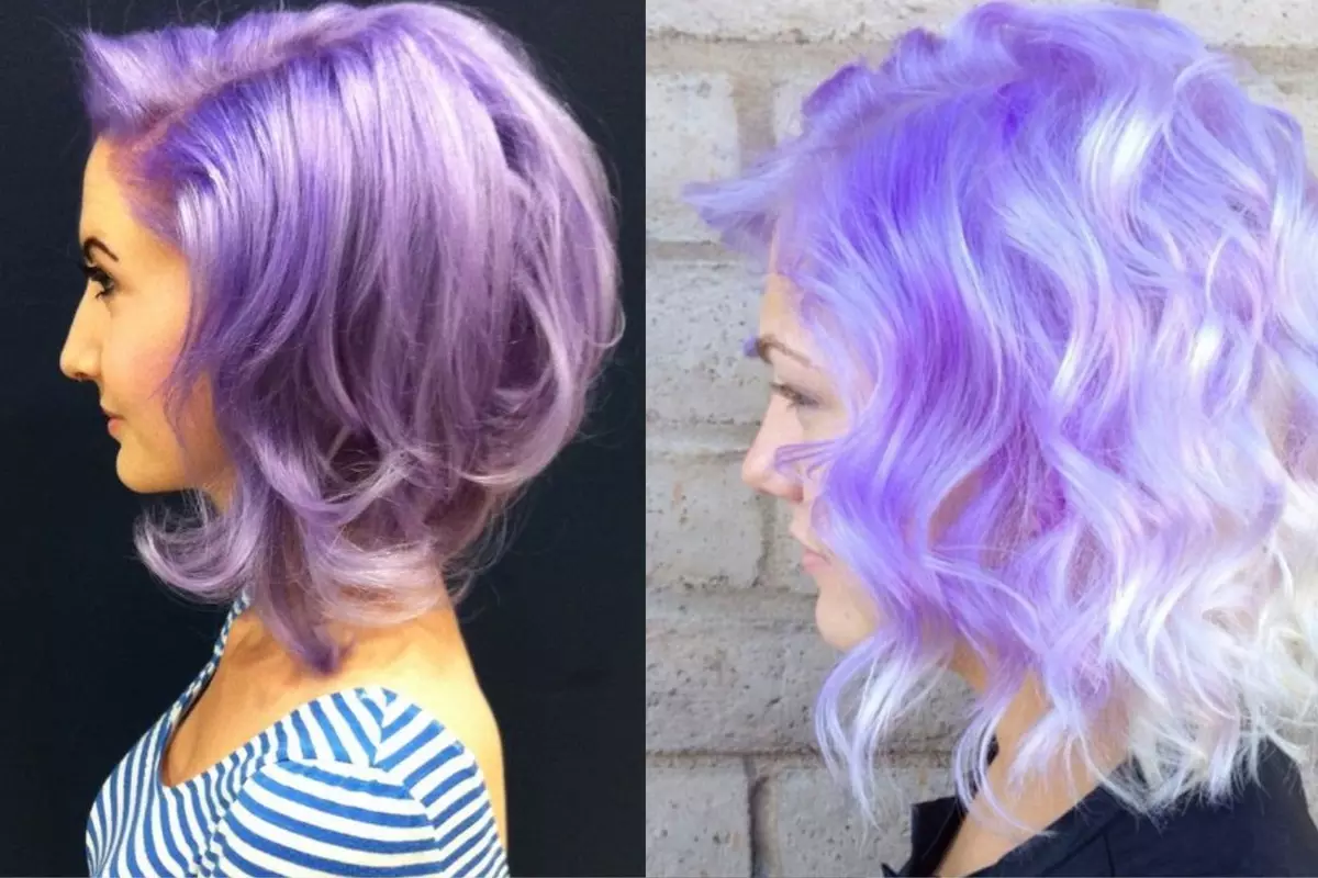 Виолетова коса (84 фотографии): јоргованот и други нијанси, русокоса насоки во кафеави-виолетови, сини пурпурни и други бои 5343_16