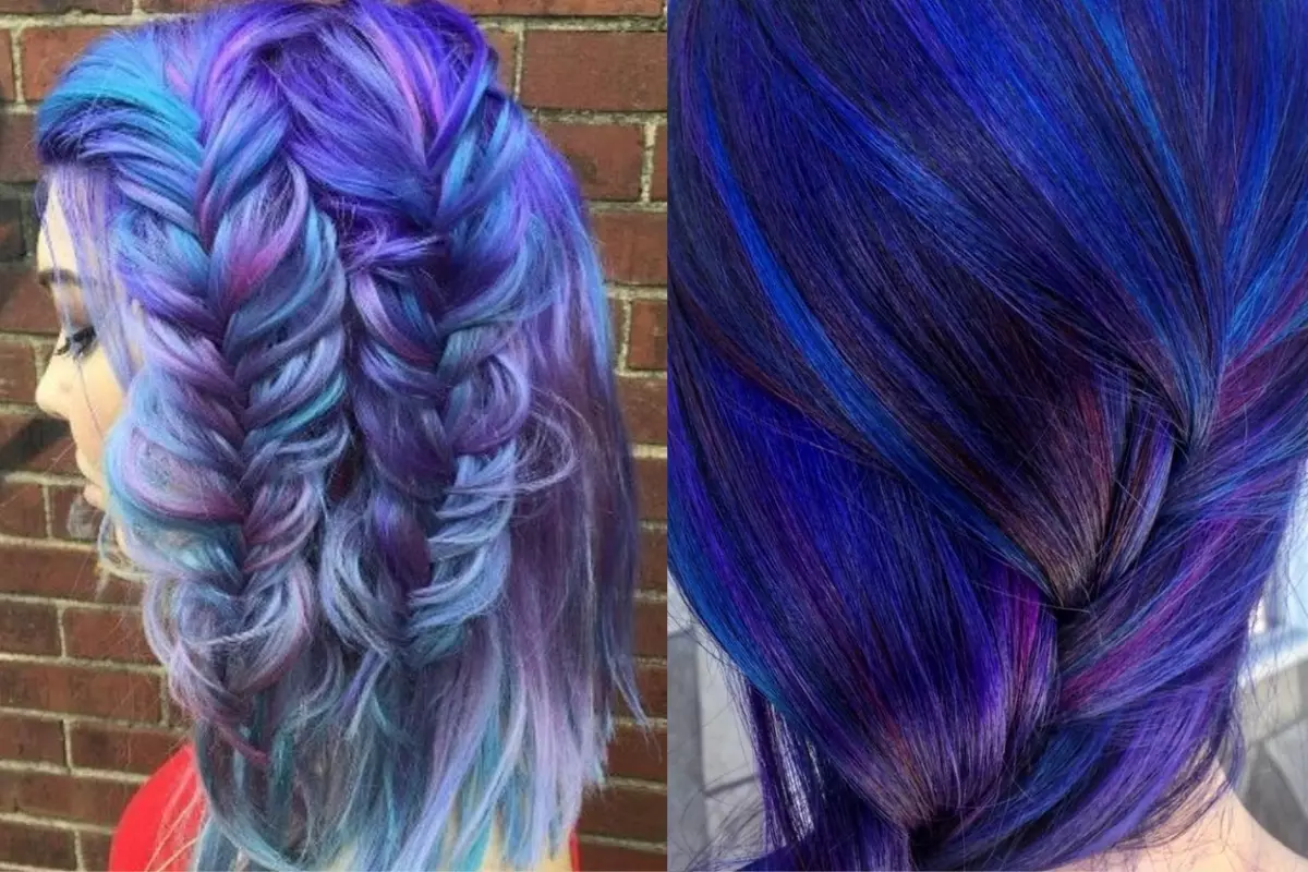 Виолетова коса (84 фотографии): јоргованот и други нијанси, русокоса насоки во кафеави-виолетови, сини пурпурни и други бои 5343_27