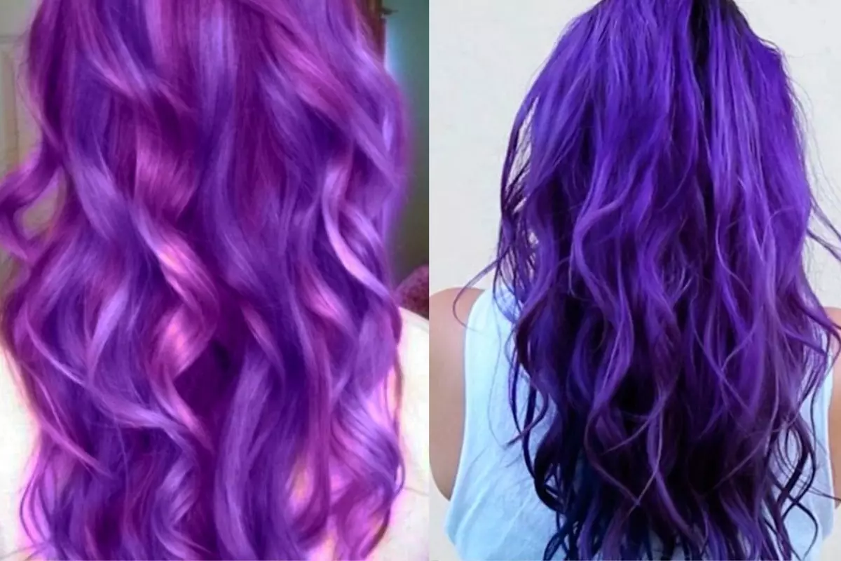 Виолетова коса (84 фотографии): јоргованот и други нијанси, русокоса насоки во кафеави-виолетови, сини пурпурни и други бои 5343_32