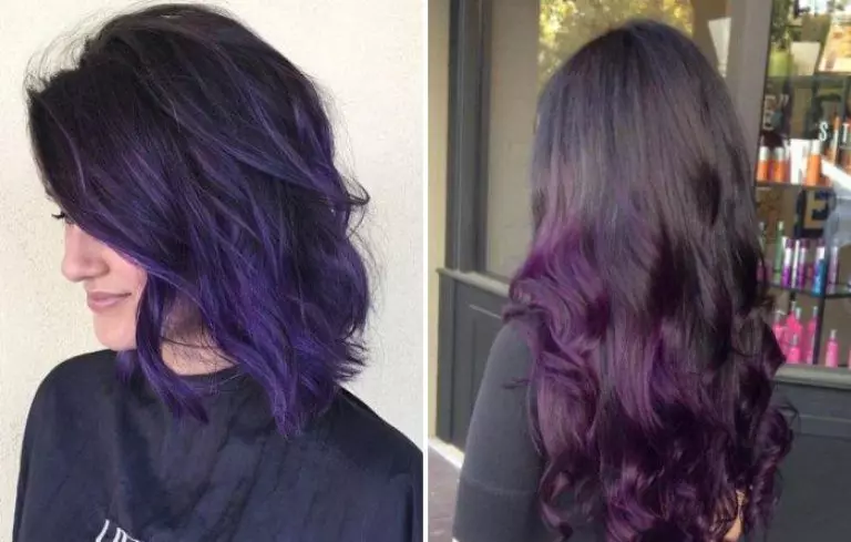 Виолетова коса (84 фотографии): јоргованот и други нијанси, русокоса насоки во кафеави-виолетови, сини пурпурни и други бои 5343_50