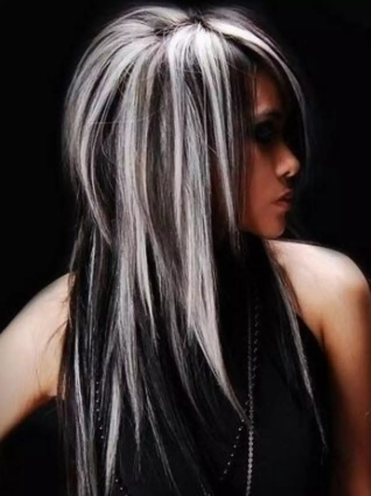 Schmelzen auf schwarzen Haaren (52 Fotos): Wie man eine weiße Farbe macht, um lange und kurze schwarze Haare zu malen? Wie kümmern sich die lackierten Locken auf den Vorgang? 5355_5