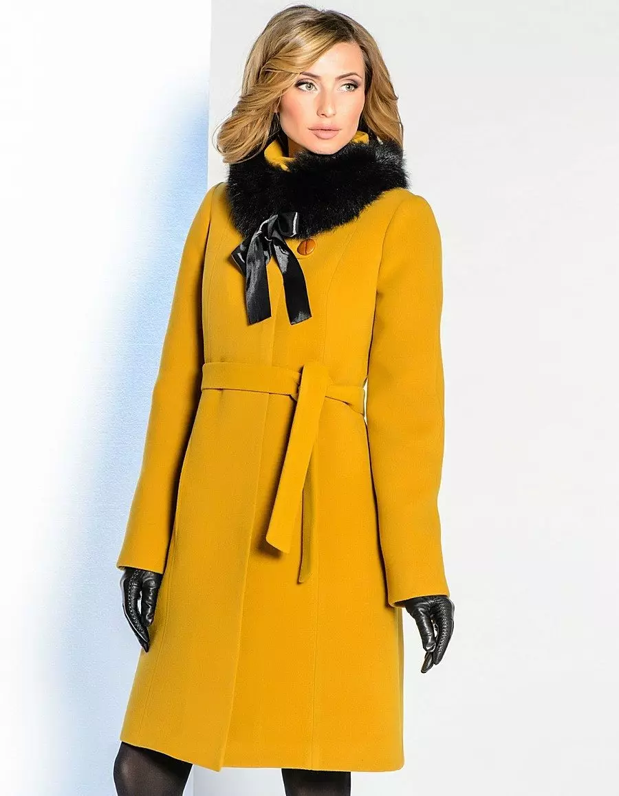 Sarı Coat 2021 (123 Fotoğraf): Ne giymeli, hangi eşarp uygun, moda ceket, sarı ceket, aksesuarlar, açık sarı 536_9