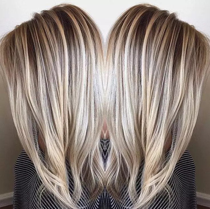 Topirea blond (63 fotografii): alb topind pe părul întunecat, caracteristici de colorare Hair Brewell în culoarea platinei 5388_9