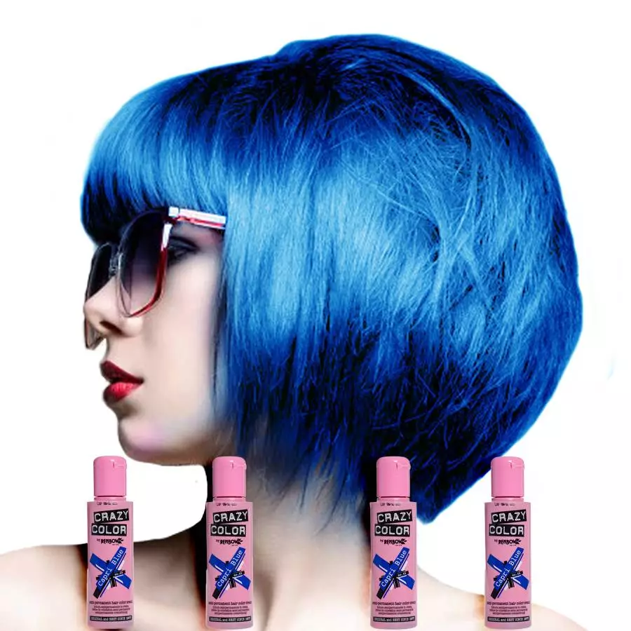 Sininen hiukset Paint: Yleiskatsaus kestävistä hiusmaaleista sinisellä Tump, vaaleansinisestä mustalle ja sinisille 5402_25