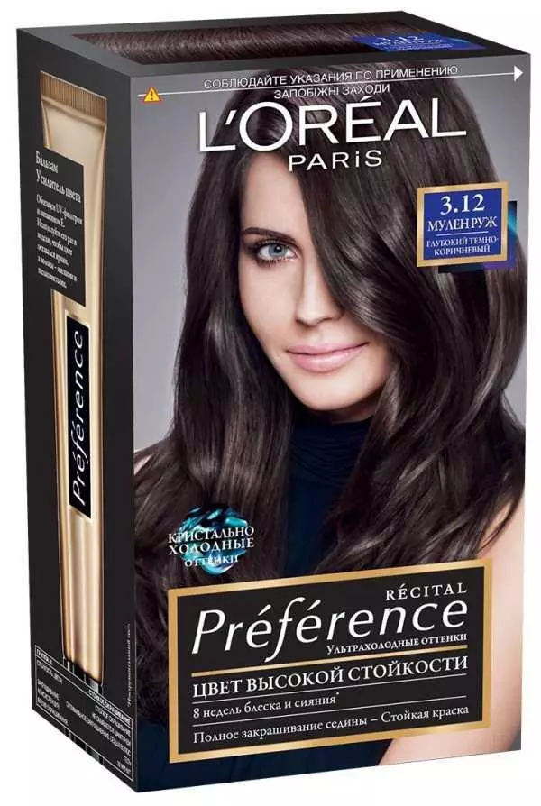 Cat rambut L'Oreal Paris (60 gambar): Palet warna dan warna cat profesional, ciri-ciri siri Colorista dan profesional, prodigy dan lain-lain, ulasan 5414_2