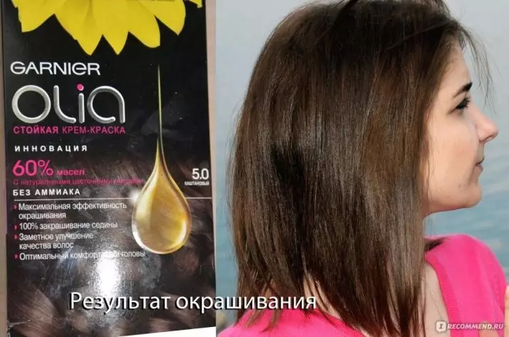 Hair Paint Garnier Olia (20 fotoj): Flora paletro, karakterizaĵoj starantaj kremo-farbo sen amoniako. Ĉu hararo falas el ŝi? Recenzoj 5434_6