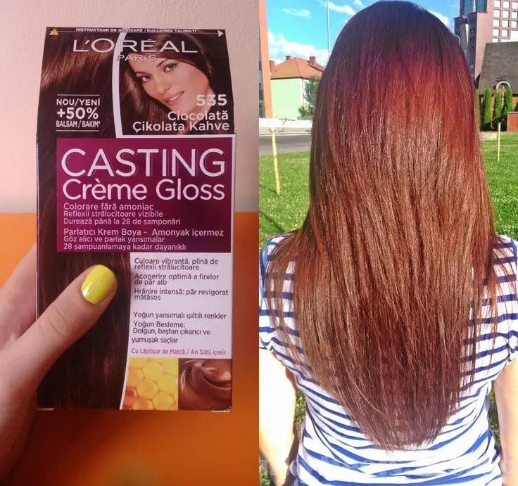 Hair Paints L'Oreal Casting Creme Gloss (23 fotiek): Paleta kvetov a odtieňov, Vlastnosti farieb bez amoniaku, recenzií 5446_12