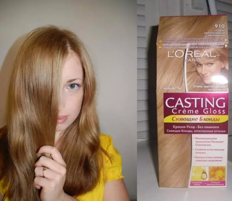 Hair Paints L'Oreal Casting Creme Gloss (23 fotiek): Paleta kvetov a odtieňov, Vlastnosti farieb bez amoniaku, recenzií 5446_13