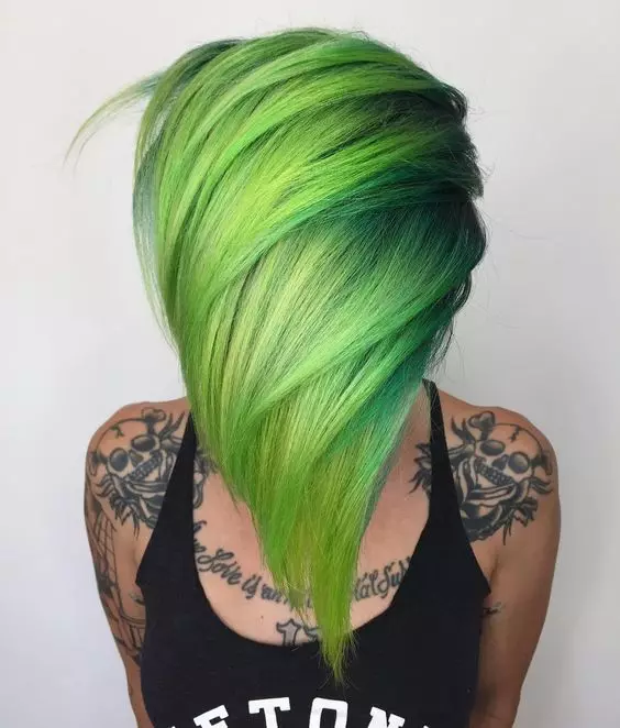 Green hair paint: Choosing persistent paints with green pigment. How to bring green paint with dark and light hair? 5469_15