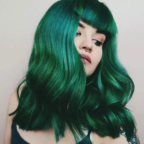 绿色头发油漆：选择与绿色颜料的持久性涂料。如何用黑暗和浅色头发带来绿色涂料？ 5469_17