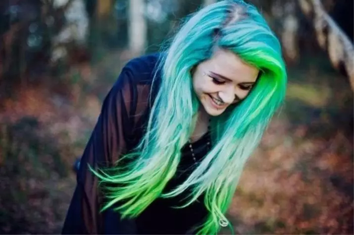 الطلاء الشعر الأخضر: اختيار الدهانات المستمرة مع الصباغ الأخضر. كيفية إحضار الطلاء الأخضر مع الشعر الداكن والضوء؟ 5469_2