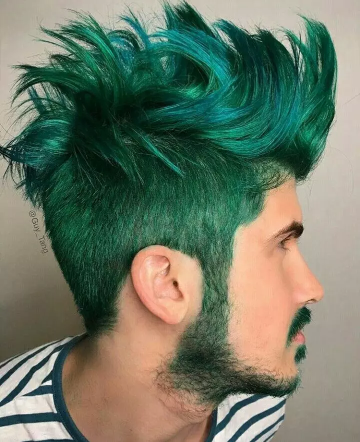绿色头发油漆：选择与绿色颜料的持久性涂料。如何用黑暗和浅色头发带来绿色涂料？ 5469_3