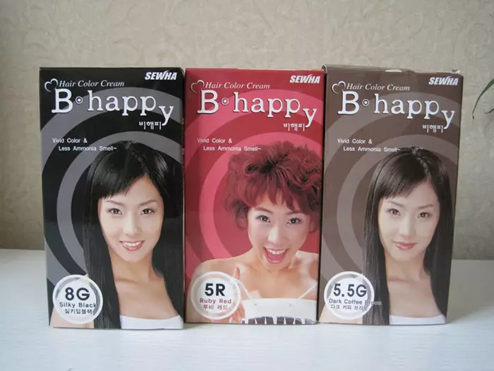 Korean Hair Paint: Mga Tampok ng Intensive Paints nang walang Ammonia mula sa Korea, Paglalarawan ng Bosnic Paint at iba pa, Mga Review 5470_3