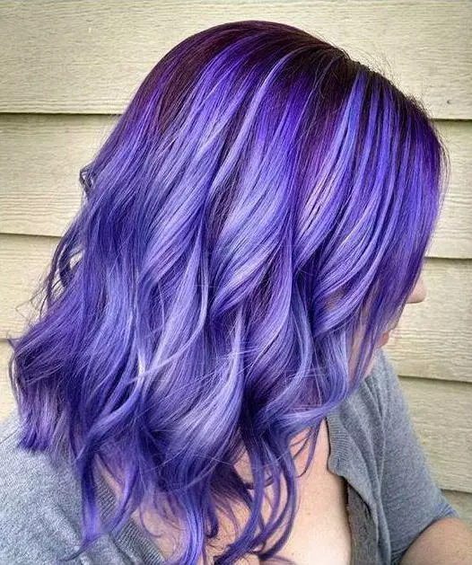 ခရမ်းရောင်ဆံပင်ဆေးသုတ်ခြင်း (40)) - အညိုရောင်နှင့်တောက်ပသောခရမ်းရောင်အရိပ်, မှောင်မိုက်သောဆံပင်ပေါ်ရှိ Professional Purple အရောင် 5475_3