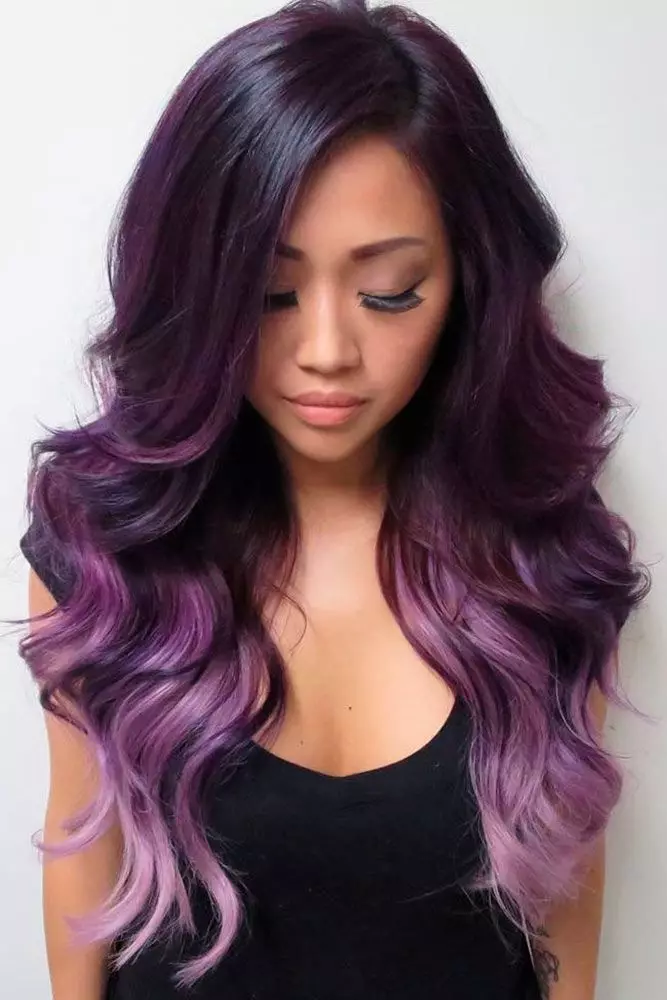 Pains Purple Hair (40 Foto): Warna Ungu Brown dan Cerah, Cat Profesional Purple Warna pada Rambut Gelap, Ulasan 5475_39