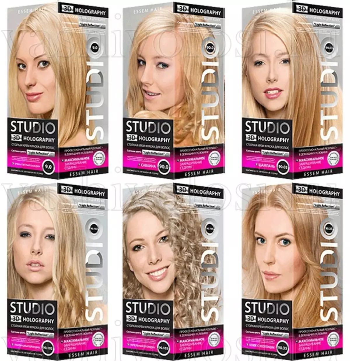 Студио коса боја (29 фотографии): палета бои на бои Есем коса и професионални, инструкции за примена на професионални бои, осврти 5477_15