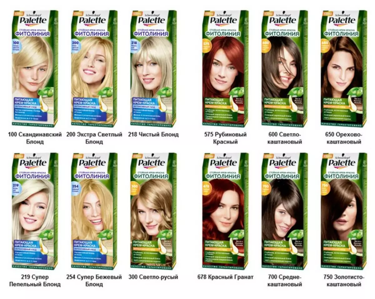 Palette hårmaling (42 bilder): Sammensetning, palett av farger og nyanser. Lysende maling 