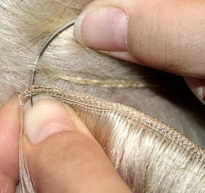 Ratafuliran rambut dina pigtail (29 poto): Fitur ekstensi rambut kalayan metode mouse sareng gangguan anu nganggo gangguan, ekstensi ngagunakeun mictoils 5502_10