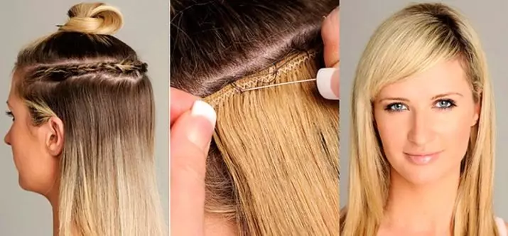 L'extensió de els cabells en un cable flexible de connexió (29 fotos): Característiques d'extensions de cabell amb un mètode de ratolí amb interferència, extensió usant micro-pigtails 5502_3