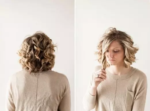 Pentinats amb rínxols (85 fotos): Com posar els cabells arrissats o arrissat per al nou any? Exemples de col·locació de llum per a tots els dies 5542_25
