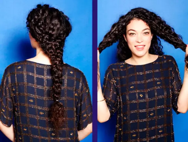 Hairstyles ერთად Curls (85 ფოტო): როგორ უნდა დააყენოს curly ან curly თმის ახალი წელი? მსუბუქი სინათლის მაგალითები ყოველდღე 5542_44