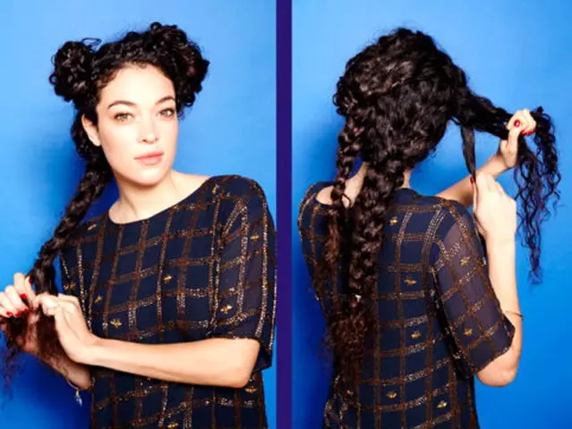 Hairstyles ერთად Curls (85 ფოტო): როგორ უნდა დააყენოს curly ან curly თმის ახალი წელი? მსუბუქი სინათლის მაგალითები ყოველდღე 5542_45