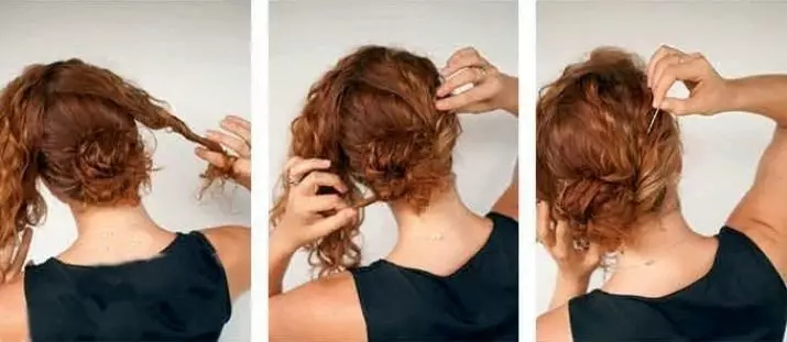 Frisuren mit Locken (85 Fotos): Wie man lockiges oder lockiges Haar für das neue Jahr steckt? Beispiele für leichte Legierung für jeden Tag 5542_84