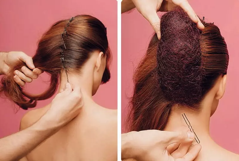 Peiteados sobre cabelos medianos na casa (56 fotos): Como facer un fermoso apilamento simple coas túas propias mans? Instrucións paso a paso para crear peiteados altos 5546_23