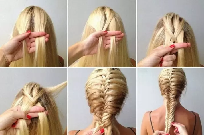 Hairstyles keskipitkällä hiuksilla kotona (56 kuvaa): Kuinka tehdä kaunis yksinkertainen pinoaminen omalla kädet? Step-by-step-ohjeet korkeiden kampausten luomiseksi 5546_52