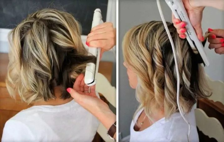 Deitando o ferro no cabelo do meio (47 fotos): Como fazer penteados usando um ferro ou uma onda cônica? Exemplos de penteados com volume 5552_2
