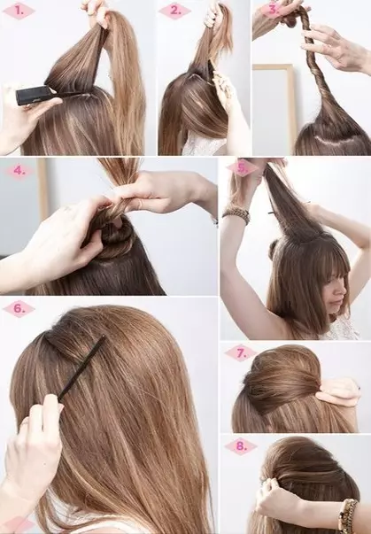 ایک بالوں کو کیسے بنائیں؟ 63 تصاویر: گھر میں اپنے آپ کو کیا کر سکتے ہیں؟ طویل بال کے لئے ایک خوبصورت بالوں کے لئے قدم کی طرف سے کس طرح قدم اٹھائیں؟ 5570_60