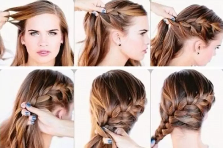 Hairstyles sa isang ambulansiya kamay (50 larawan): Pag-istilo sa 1 minuto sa bahay, magandang hairstyles para sa daluyan o mahabang buhok sa isang mabilis na kamay 5583_11