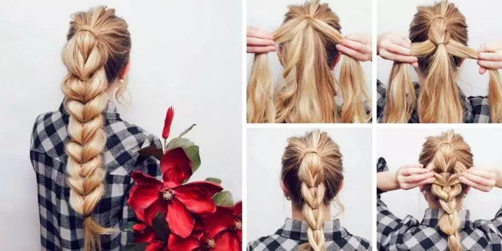 Peinados en una mano de ambulancia (50 fotos): Styling en 1 minuto en casa, hermosos peinados para cabello medio o largo en una mano rápida 5583_19