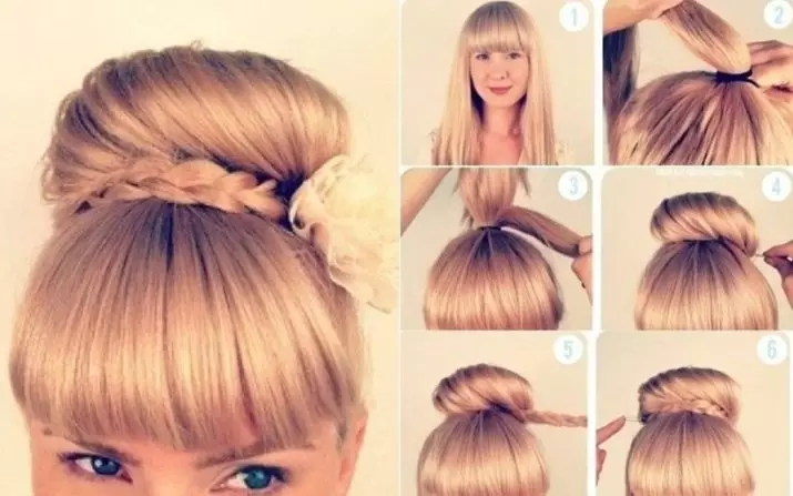 Peinados en una mano de ambulancia (50 fotos): Styling en 1 minuto en casa, hermosos peinados para cabello medio o largo en una mano rápida 5583_22