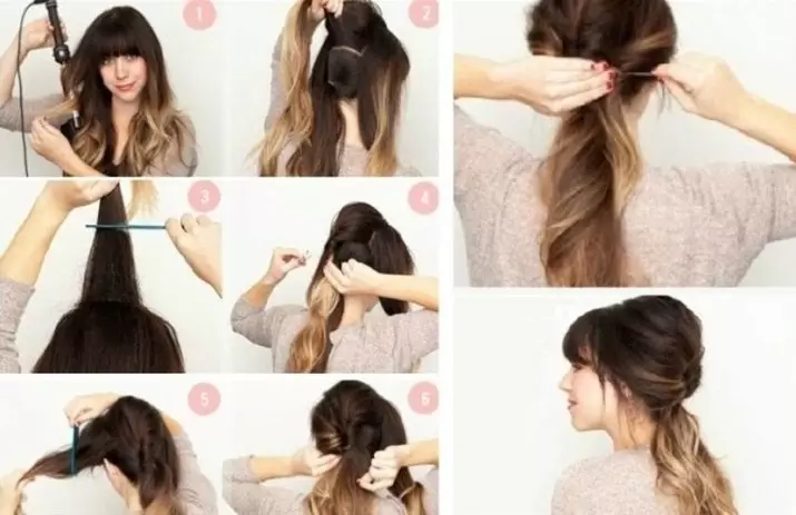 Hairstyles sa isang ambulansiya kamay (50 larawan): Pag-istilo sa 1 minuto sa bahay, magandang hairstyles para sa daluyan o mahabang buhok sa isang mabilis na kamay 5583_45