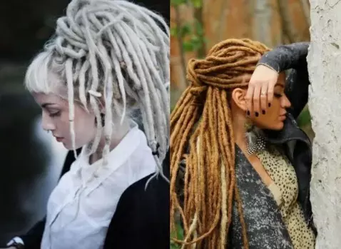 dreadlocks کے ساتھ Hairstyles (26 فوٹو): dreadlocks کے ساتھ خواتین کی اسٹائل کے لئے اختیارات. موسم سرما میں بالوں کا کیسے بنانا ہے؟ 5584_5