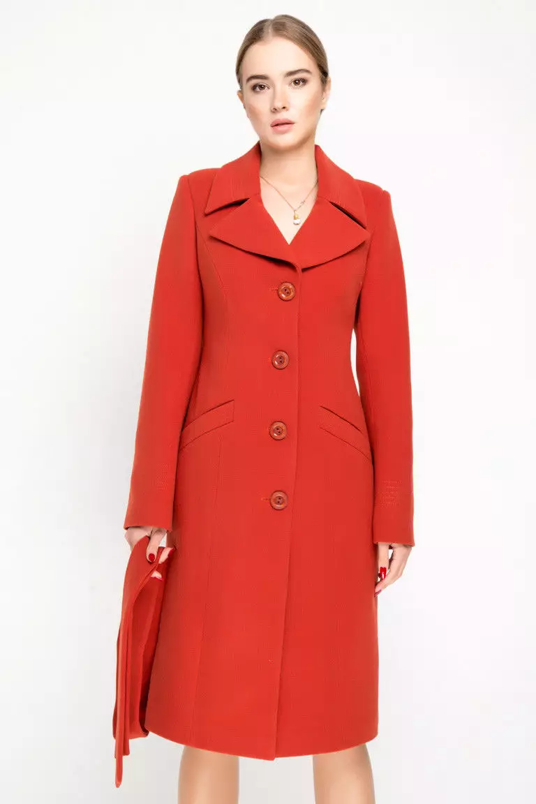 Директно палто (86 фотографии): Женски слој од директна сече, без јака, со која носење, од двоен, долг, краток, трендовски 2021, со јака 559_44