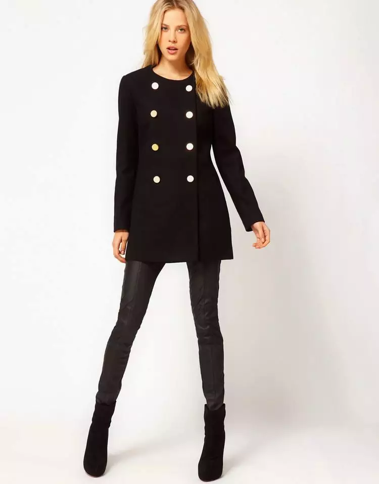 Директно палто (86 фотографии): Женски слој од директна сече, без јака, со која носење, од двоен, долг, краток, трендовски 2021, со јака 559_66