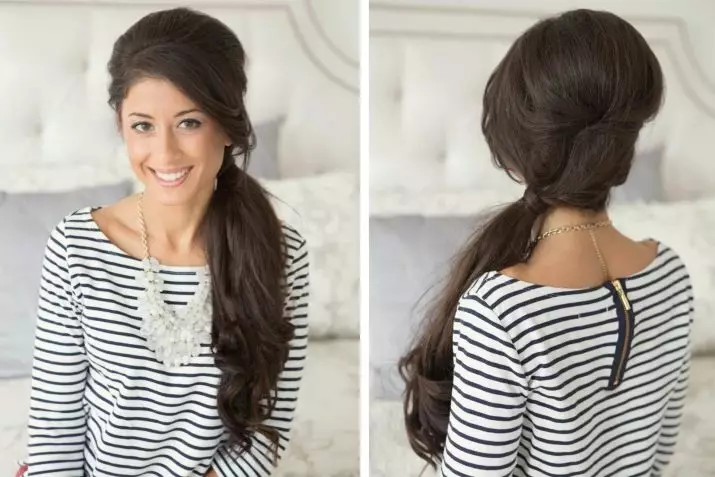 Dengan gaya rambut sumbu (70 foto): Styling dengan engah di atas rambut sedang, panjang atau pendek? Gaya rambut malam dengan pujung yang lalu 5600_51