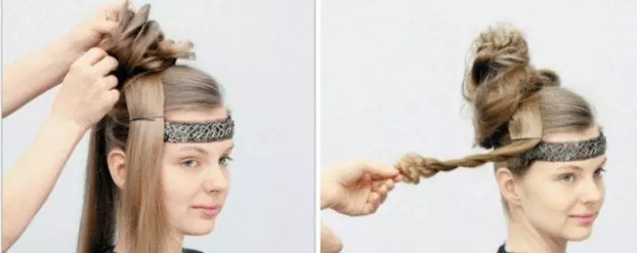 Hairstyle with Rim（45张照片）：中等，长发和短发的发型示例。如何用石头的轮辋进行晚间造型？ 5616_18