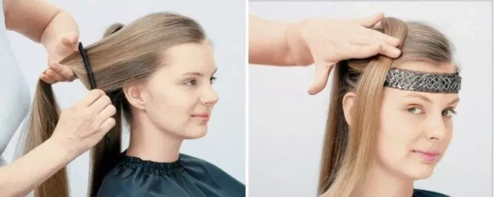 Frisur mit Rand (45 Fotos): Beispiele von Frisuren für mittlere, lange und kurze Haare. Wie man einen Abend machen mit einem Rand aus Steinen Styling? 5616_19