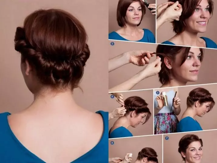 Hairstyle me rim (45 foto): Shembuj të hairstyles për flokë të mesëm, të gjatë dhe të shkurtër. Si të bëni një mbrëmje styling me një buzë nga gurët? 5616_29