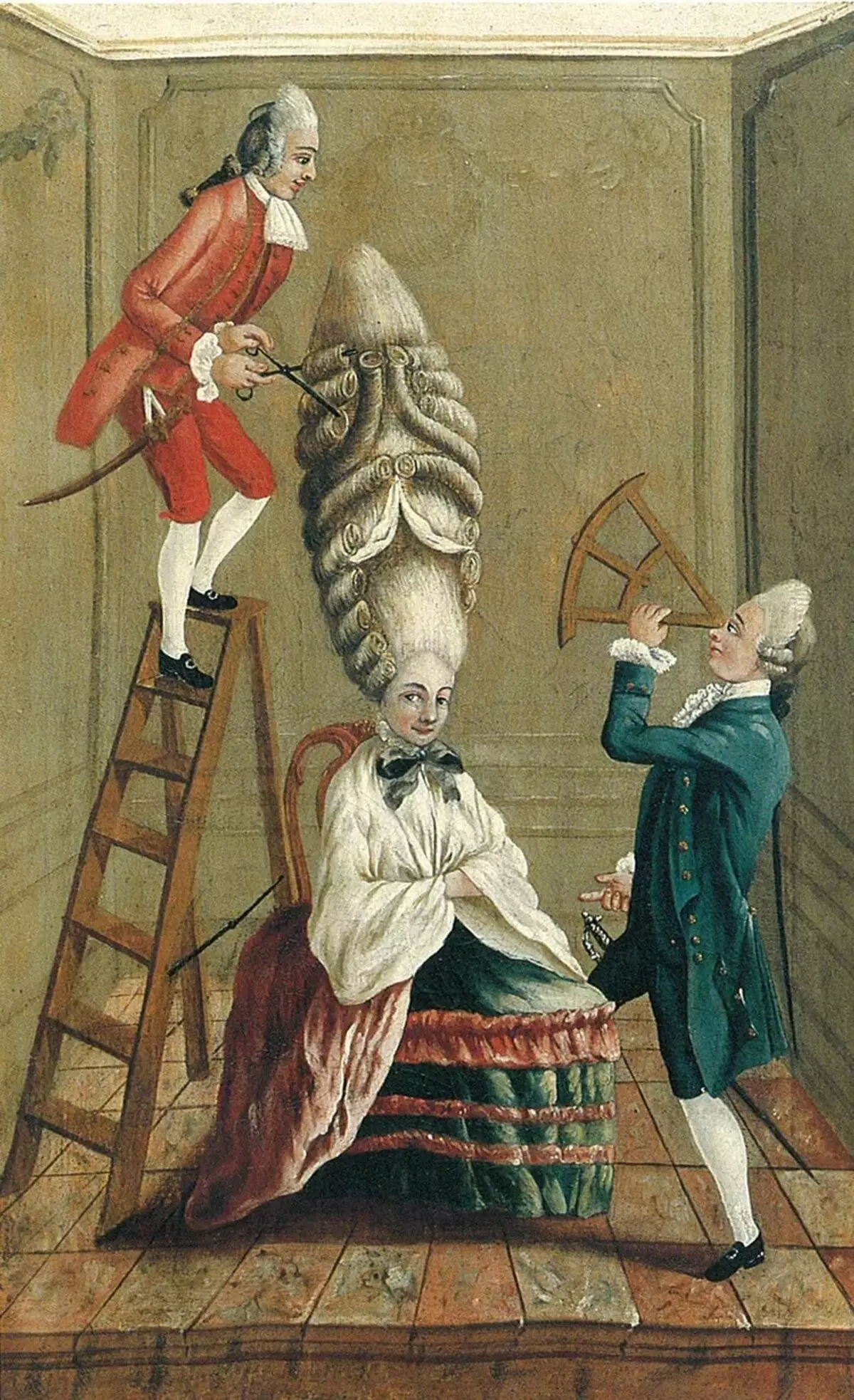 Frisyrer från 1700-talet (49 foton): Hur man gör en kvinnlig frisyr i stil med Rococo gör det själv? Historia av engelska frisyrer från 1700-talet och styling i Ryssland 5651_15