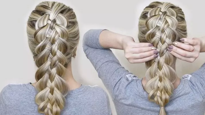 Hairstyles pitkät ohut hiukset (36 kuvaa): nopea laukku joka päivä harvinaisista hiuksista omalla kädet, kauniit ja kevyt ilta-kampaukset 5698_19