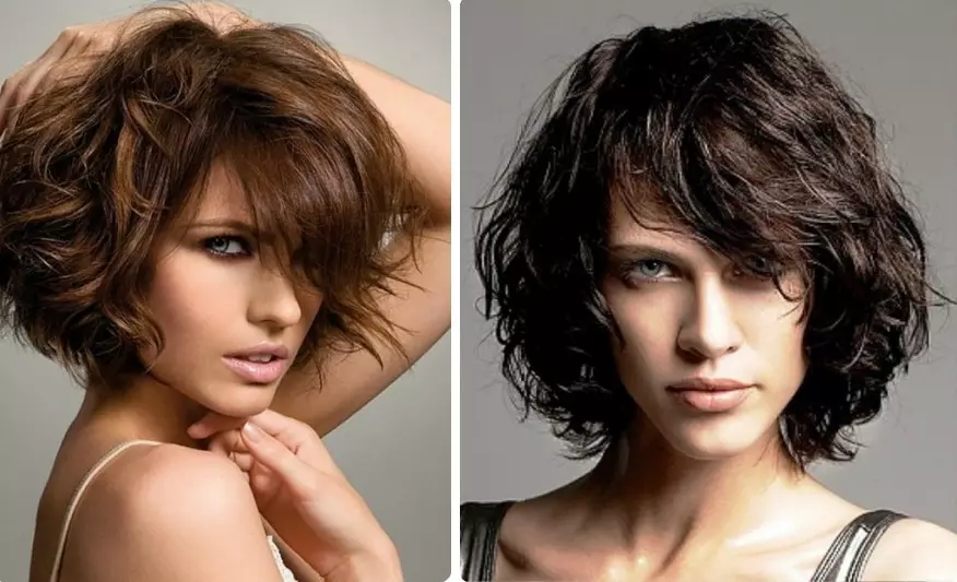 Gaya rambut ing rambut kanthi kimia (45 foto): potongan rambut wanita kanggo rambut medium lan cendhak kanthi corak kimia. Apa instalasi bisa ditindakake? 5710_30