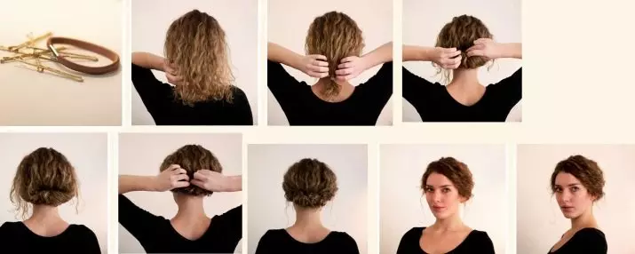 Večerný účes Beam (30 fotiek): Ako urobiť slávnostný vysoký lúč na strednom, dlhé alebo krátke vlasy s vlastnými rukami? 5722_24