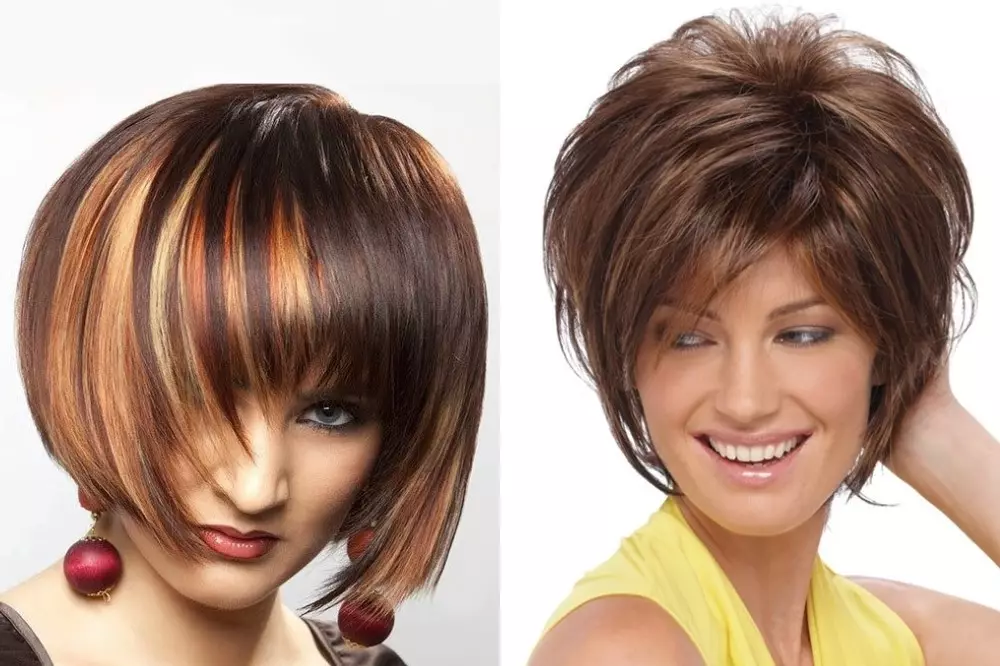 Cắt tóc cho tóc ngắn, tạo khối lượng (56 ảnh): Cắt tóc của phụ nữ với sơn thể tích. Làm thế nào để cung cấp dây? 2021 mới. 5731_6