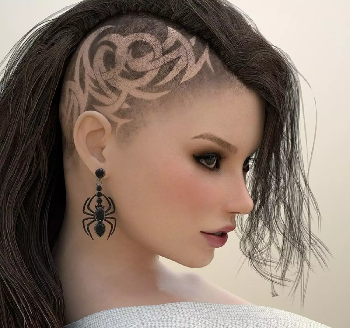 татуировка девушка с длинными волосами