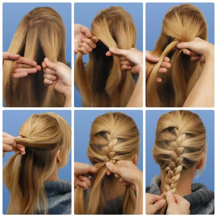 मध्यम-लांबीच्या braids (6 9 फोटो): सुंदर braids च्या बुडविणे योजना. त्वरीत माझ्या स्वत: च्या हाताने केसस्टाइल कसे बनवायचे? सुरुवातीसाठी चरण-दर-चरण सूचना 5797_12