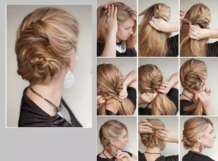 Zöpfe aus langen Haaren (68 Fotos): Weaving schöne Zöpfe. Wie mache ich eine Frisur mit deinen eigenen Händen? Systeme für Anfänger 5804_46